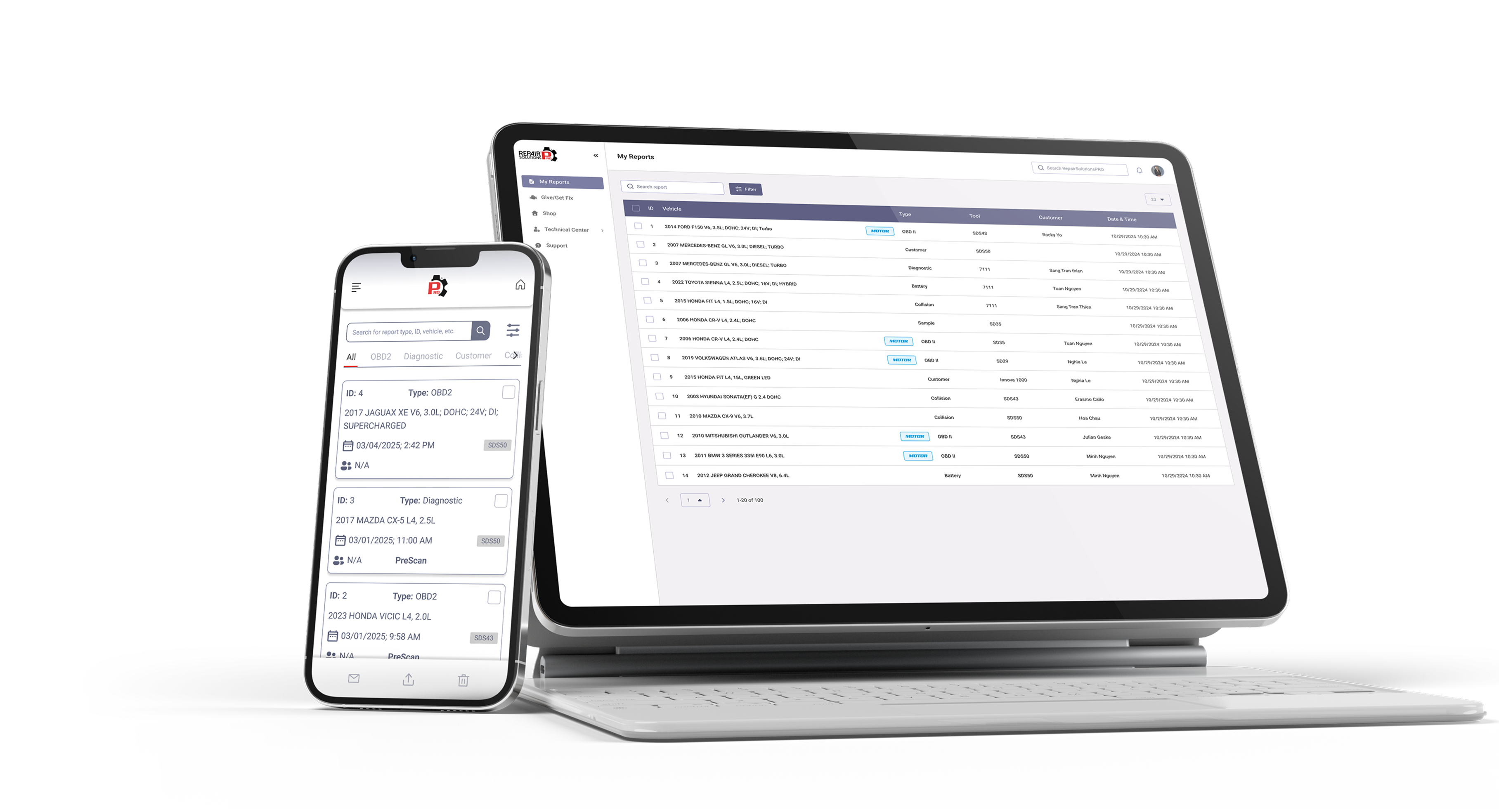 Call to action banner to access RepairSolutionsPRO reports on the mobile app and web portal