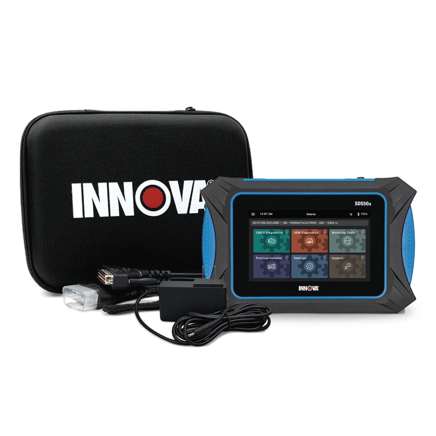 INNOVAPRO SDS50 wireless diagnostic tablet scanner kit with protective carrying case and diagnostic cable